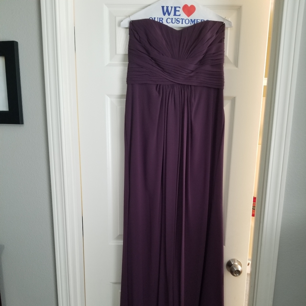 Long Strapless Chiffon Dress and Pleated Bodice